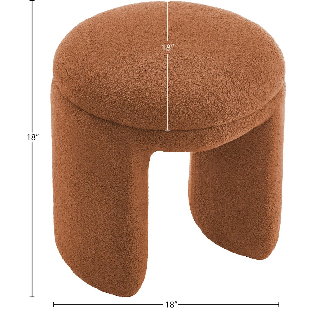 Bowen Saddle Faux Shearling Teddy Fabric Ottoman/Stool. Picture 4