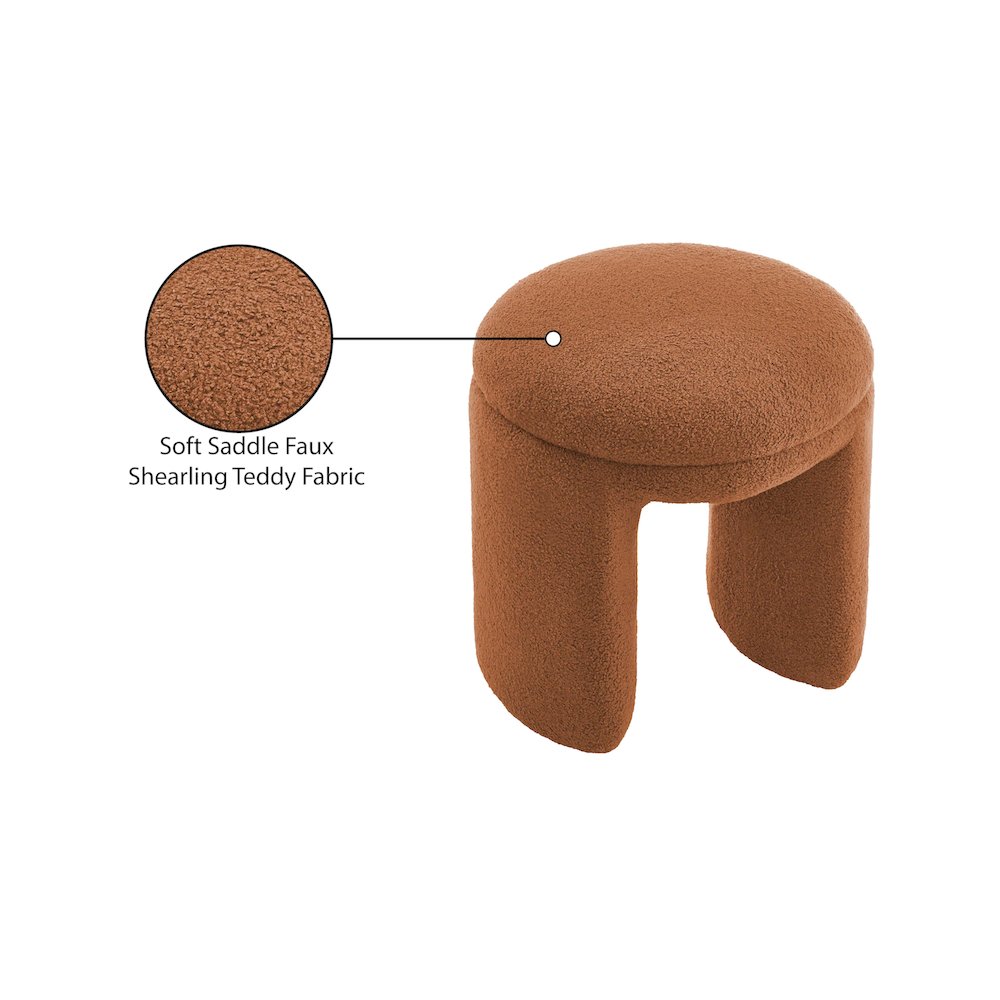 Bowen Saddle Faux Shearling Teddy Fabric Ottoman/Stool. Picture 5