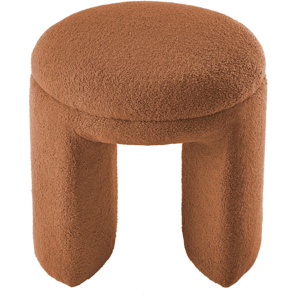 Bowen Saddle Faux Shearling Teddy Fabric Ottoman/Stool. Picture 3