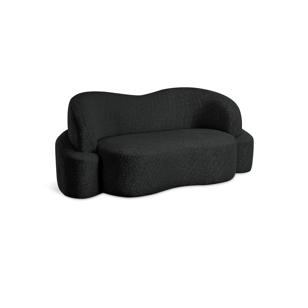 Principessa Black Boucle Fabric Loveseat. Picture 1