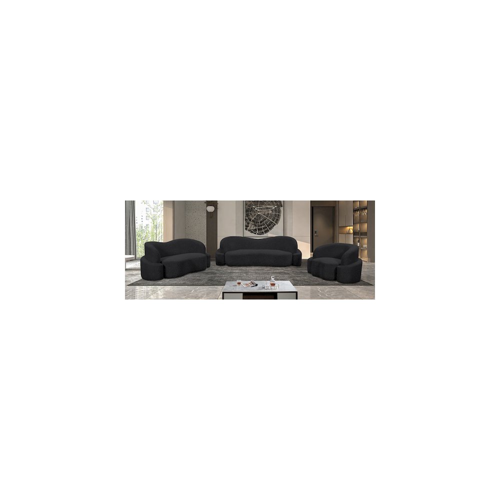 Principessa Black Boucle Fabric Loveseat. Picture 15