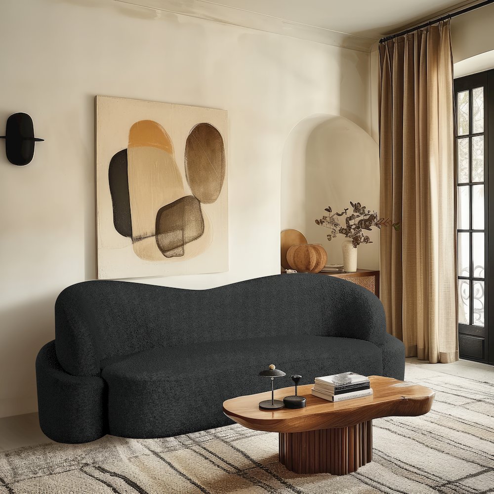 Principessa Black Boucle Fabric Sofa. Picture 2