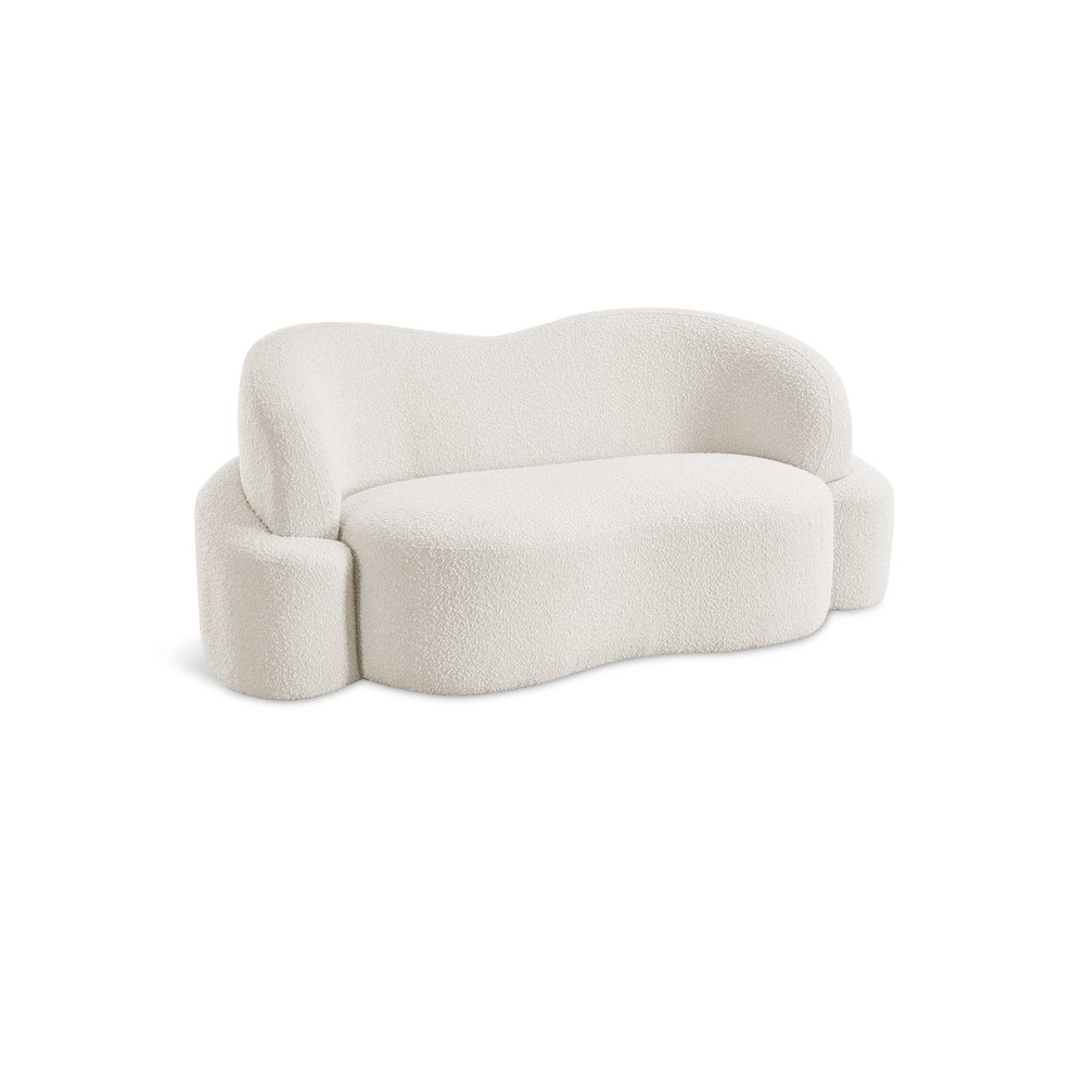 Principessa Cream Boucle Fabric Loveseat. Picture 1