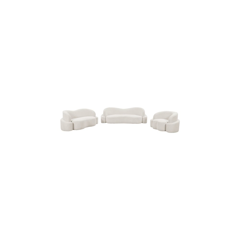 Principessa Cream Boucle Fabric Loveseat. Picture 14