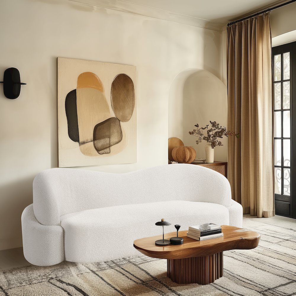 Principessa Cream Boucle Fabric Sofa. Picture 2