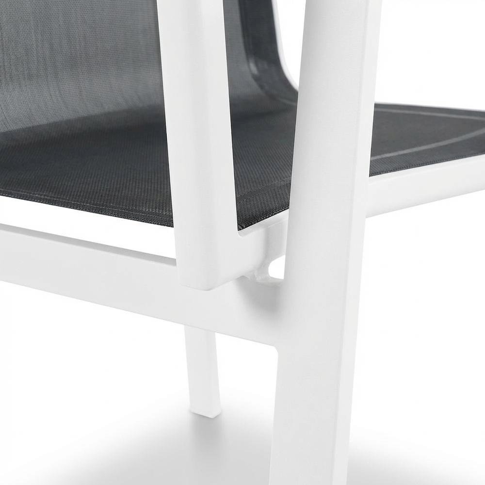 White Fabric Outdoor Patio Dining Arm Chair Set Of 2 With Contemporary Style. Picture 6