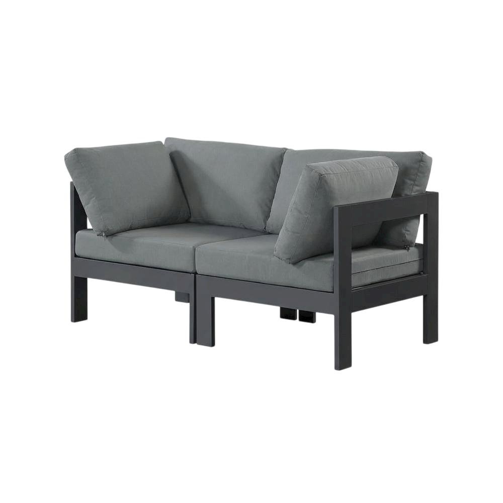 Gray Fabric Outdoor Patio Modular Sofa, Contemporary Style, Cushioned Seating. Picture 1