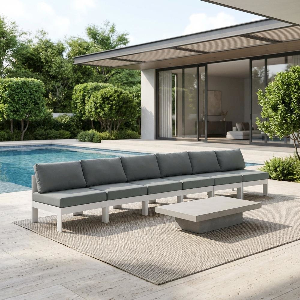Gray Fabric Outdoor Modular Sofa With Contemporary Style And Cushioned Seating. Picture 3
