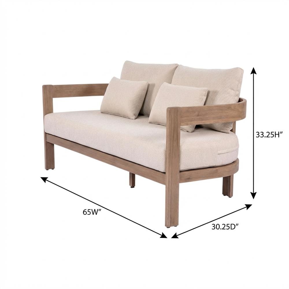 Beige Fabric Outdoor Loveseat With Pillow And Contemporary Style. Picture 7