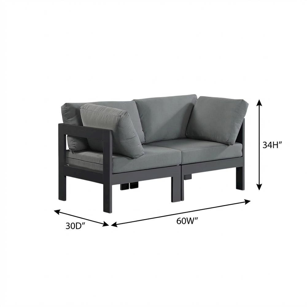 Gray Fabric Outdoor Patio Modular Sofa, Contemporary Style, Cushioned Seating. Picture 7