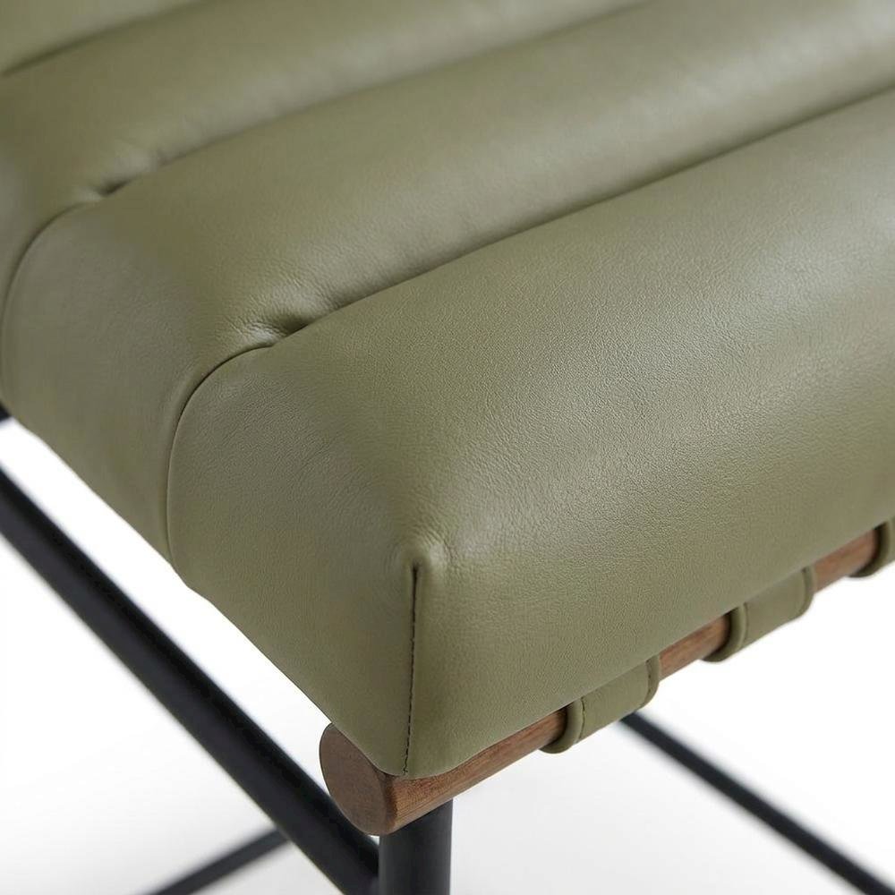 Vegan Leather & Boucle Counter Stool for Bar, Green Vegan Leather. Picture 8