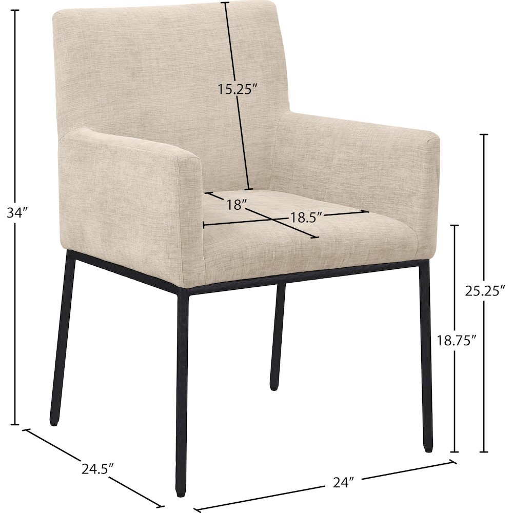 Reeves Beige Chenille Fabric Dining Chair, Set of 2. Picture 8