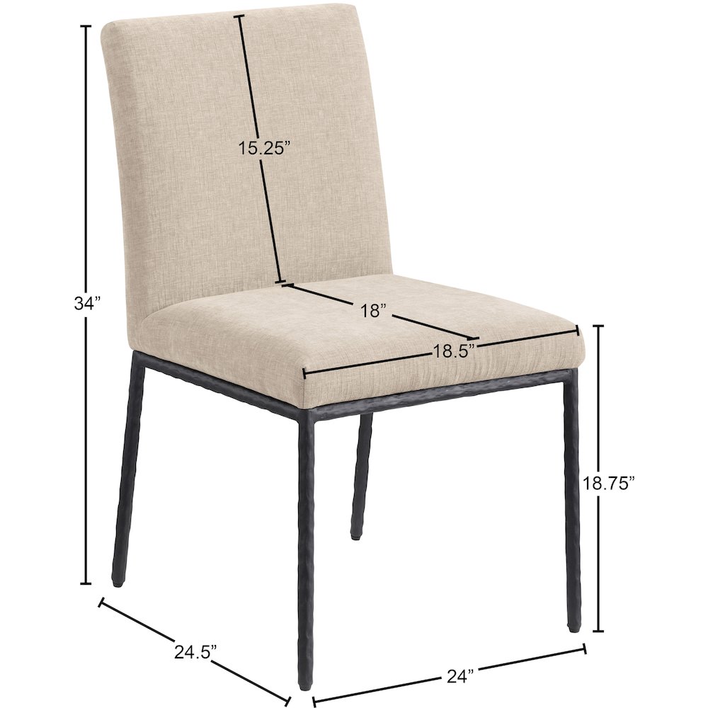 Reeves Beige Chenille Fabric Upholstered Dining Side Chair, Set of 2. Picture 10