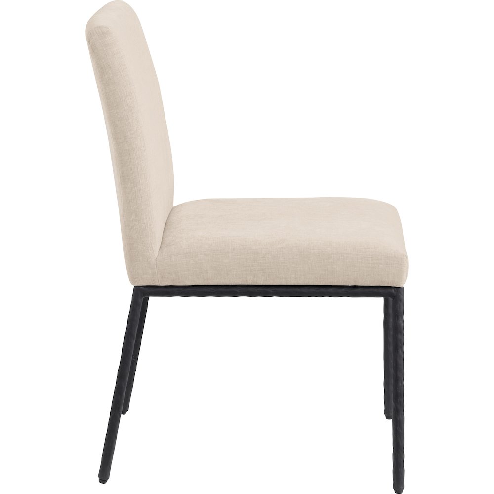 Reeves Beige Chenille Fabric Upholstered Dining Side Chair, Set of 2. Picture 4