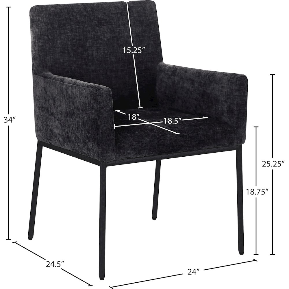 Reeves Black Chenille Fabric Dining Chair, Set of 2. Picture 8