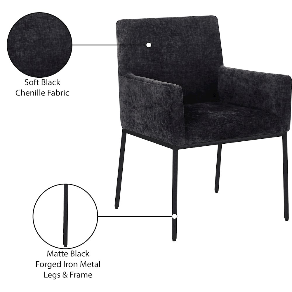 Reeves Black Chenille Fabric Dining Chair, Set of 2. Picture 9