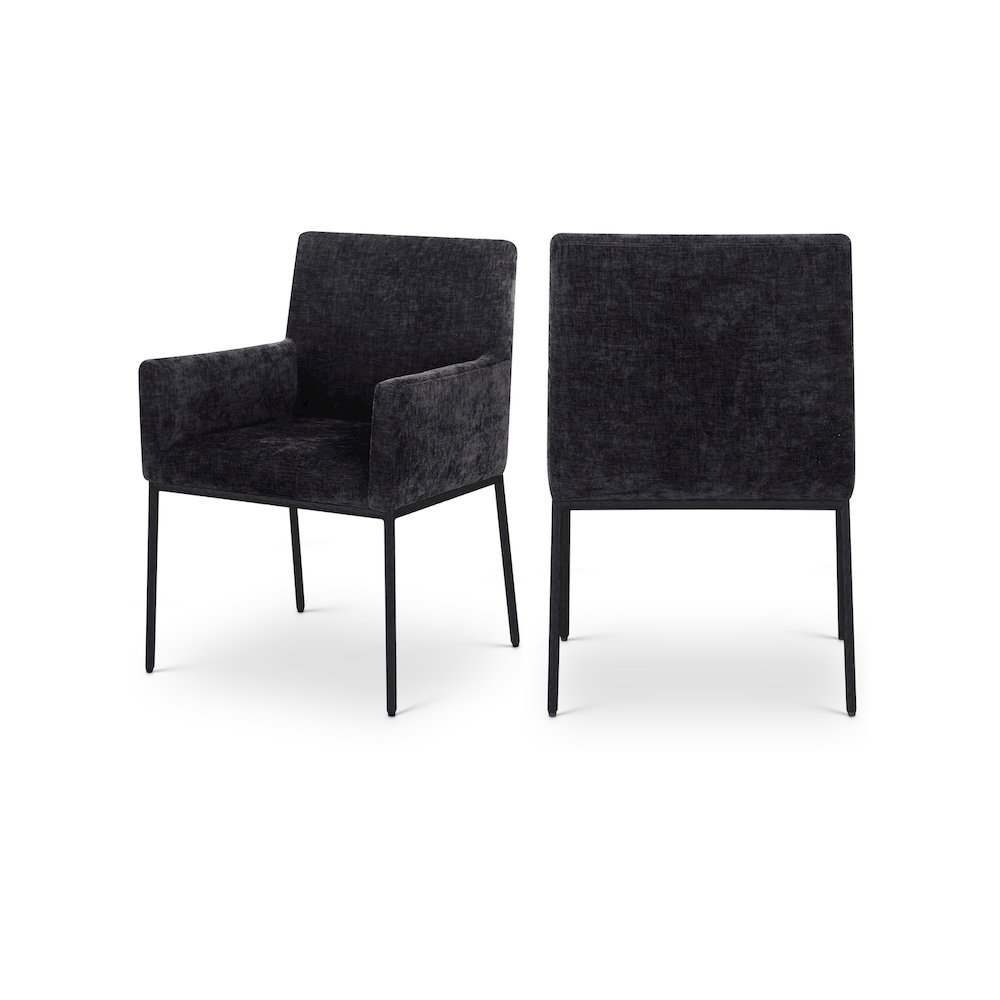 Reeves Black Chenille Fabric Dining Chair, Set of 2. Picture 1