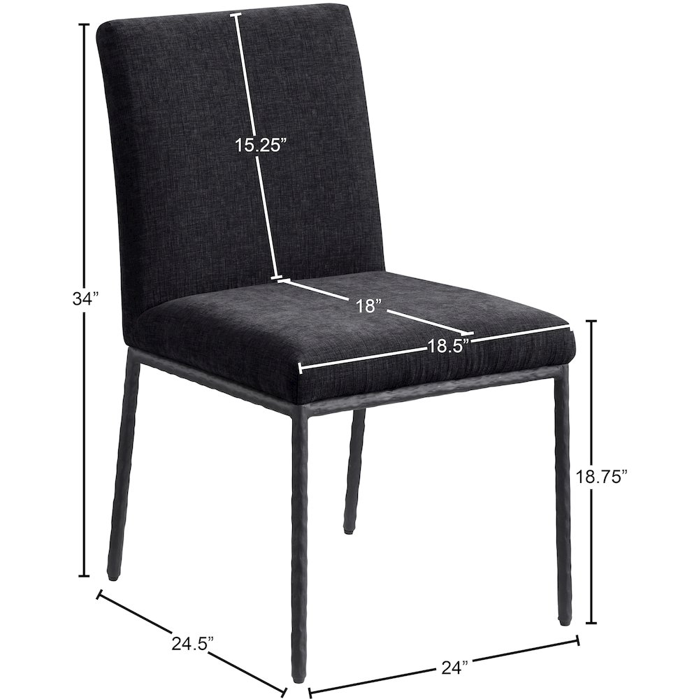 Reeves Black Chenille Fabric Upholstered Dining Side Chair, Set of 2. Picture 10
