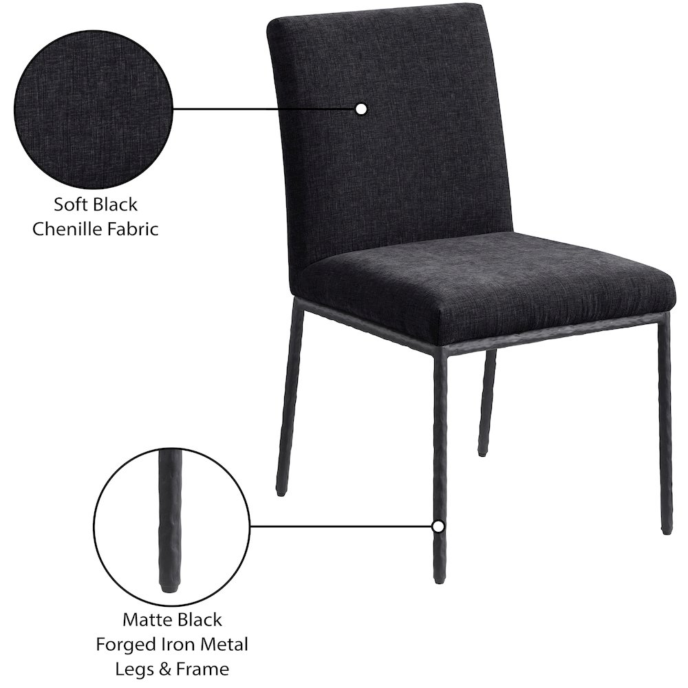 Reeves Black Chenille Fabric Upholstered Dining Side Chair, Set of 2. Picture 11