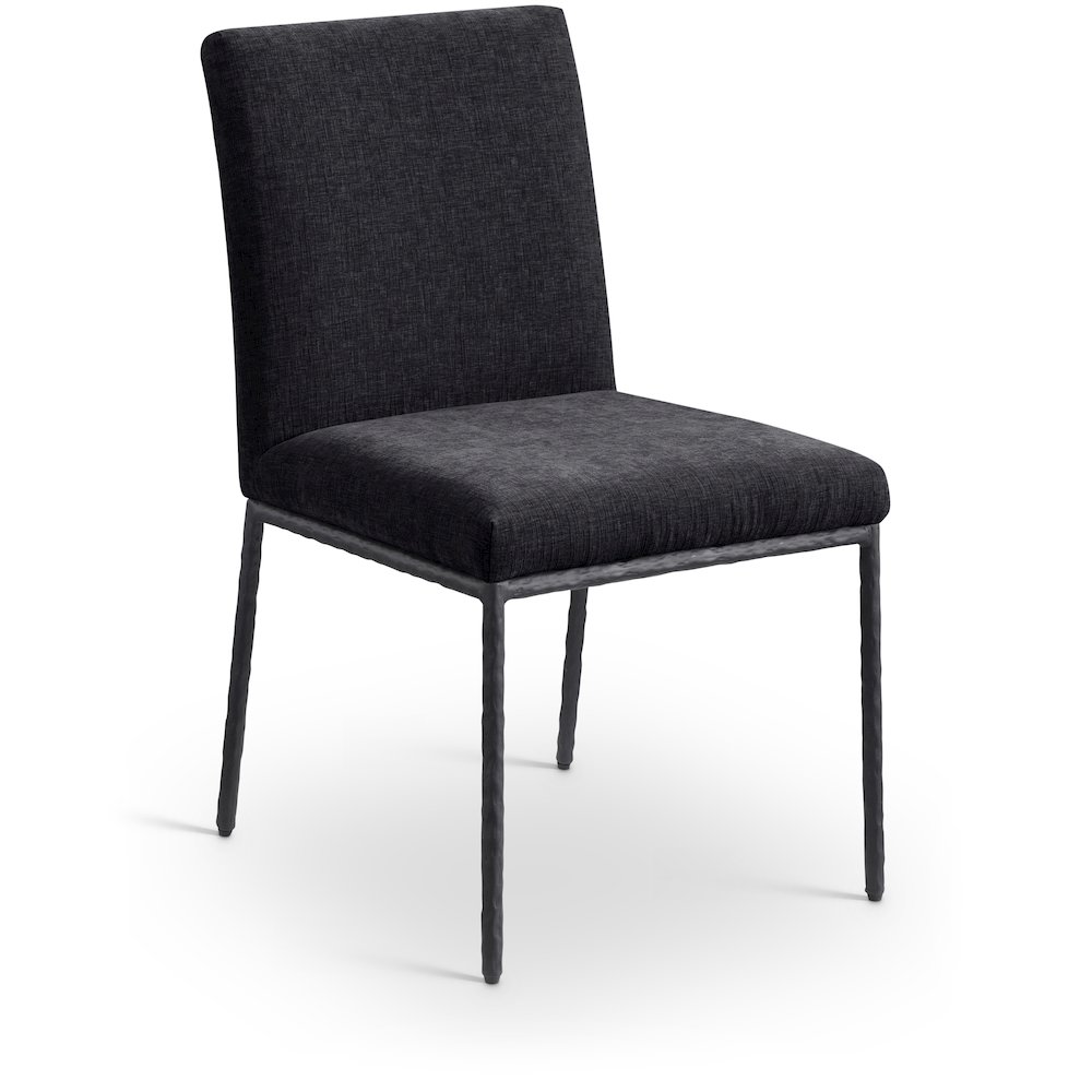 Reeves Black Chenille Fabric Upholstered Dining Side Chair, Set of 2. Picture 2