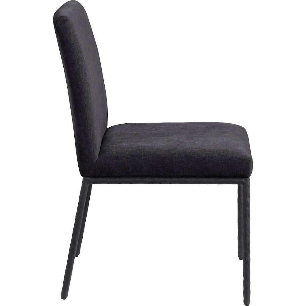 Reeves Black Chenille Fabric Upholstered Dining Side Chair, Set of 2. Picture 4
