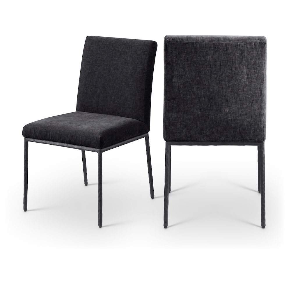Reeves Black Chenille Fabric Upholstered Dining Side Chair, Set of 2. Picture 1