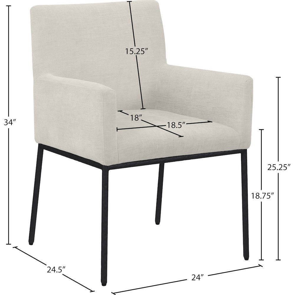 Reeves Cream Chenille Fabric Dining Chair, Set of 2. Picture 8