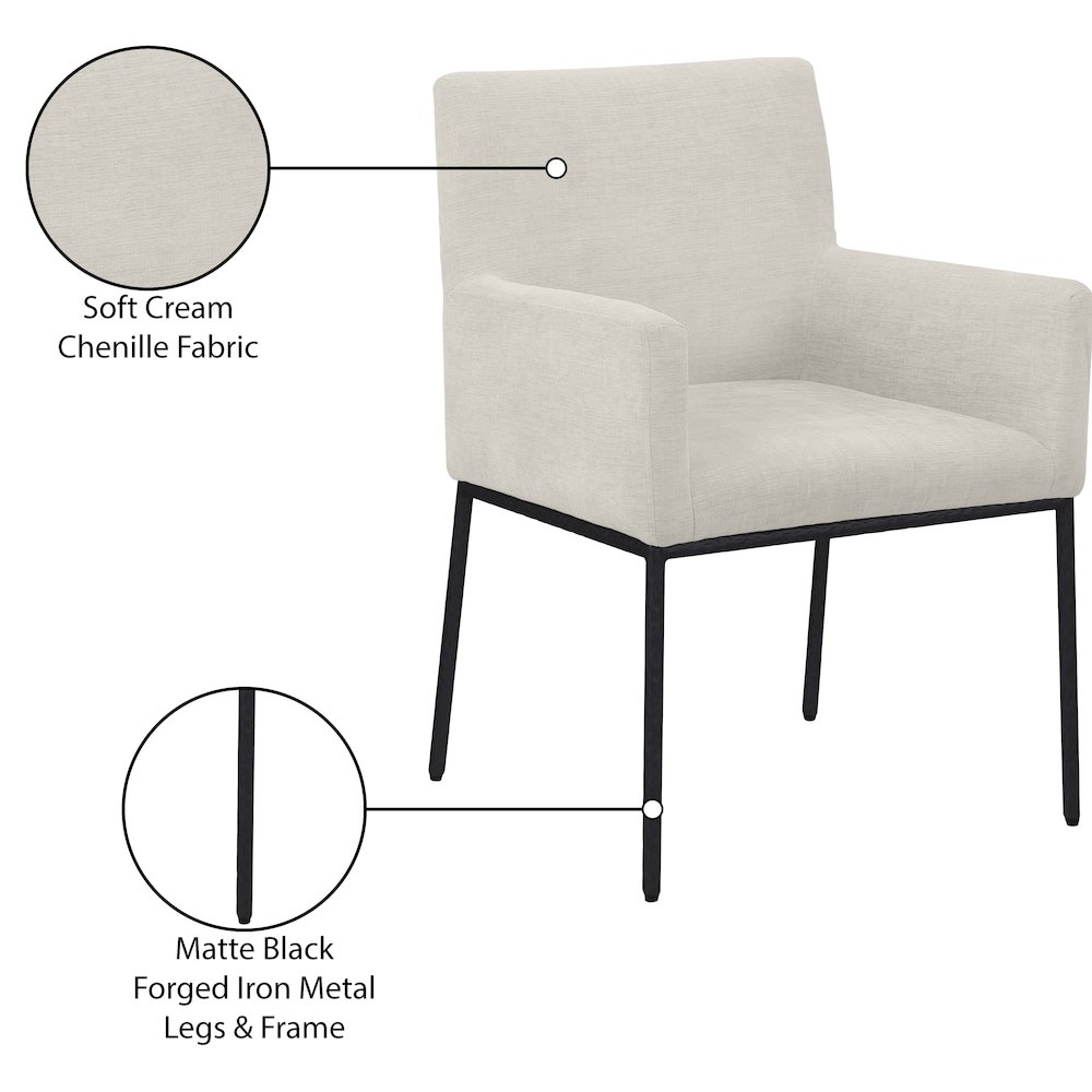 Reeves Cream Chenille Fabric Dining Chair, Set of 2. Picture 9