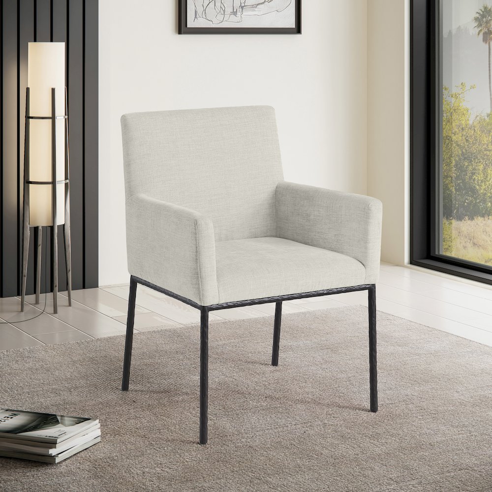 Reeves Cream Chenille Fabric Dining Chair, Set of 2. Picture 2