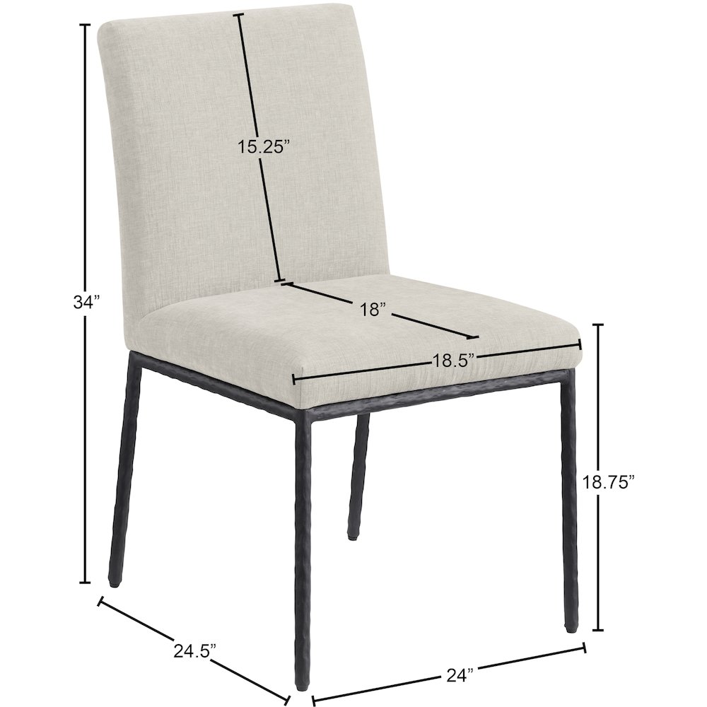 Reeves Cream Chenille Fabric Upholstered Dining Side Chair, Set of 2. Picture 10
