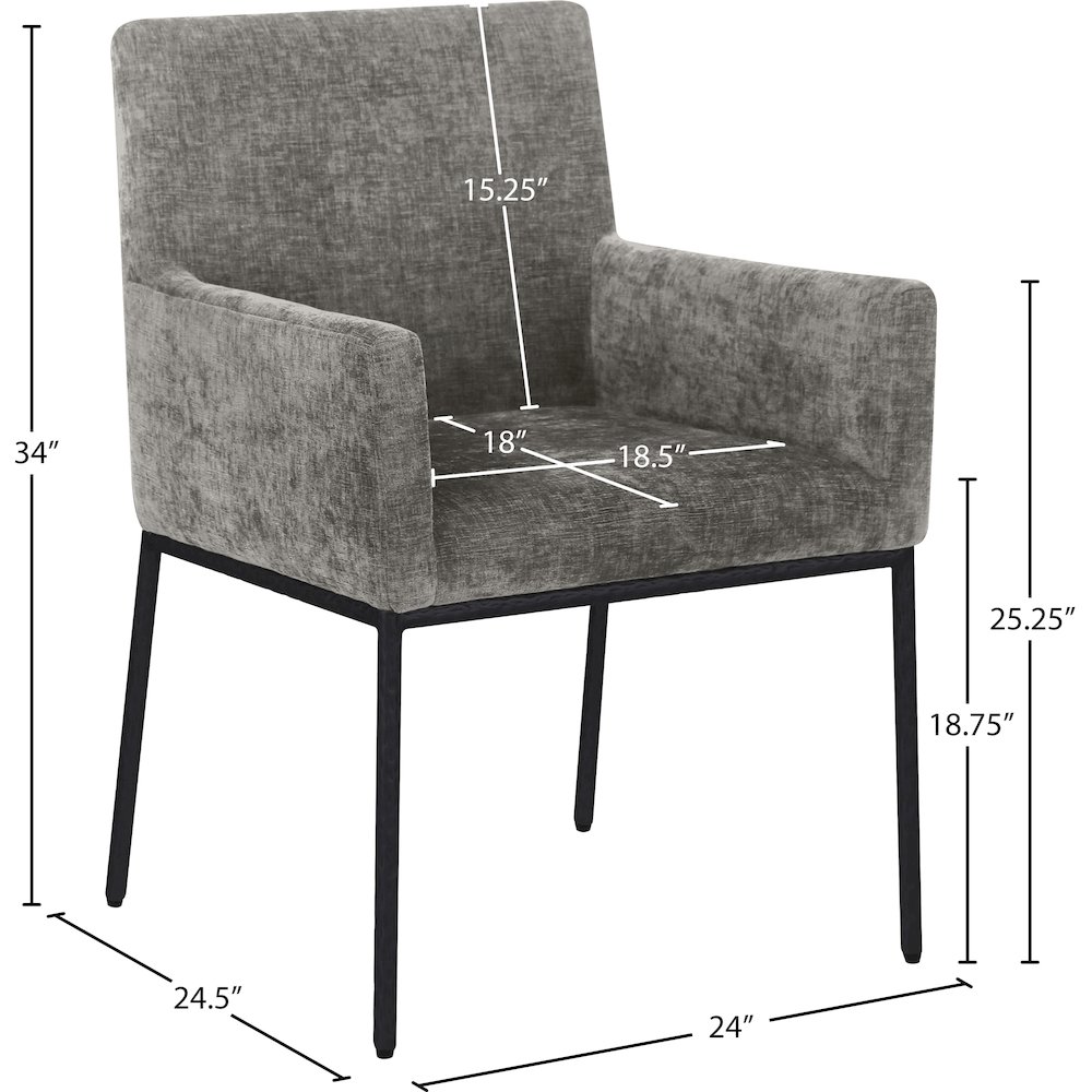 Reeves Grey Chenille Fabric Dining Chair, Set of 2. Picture 8