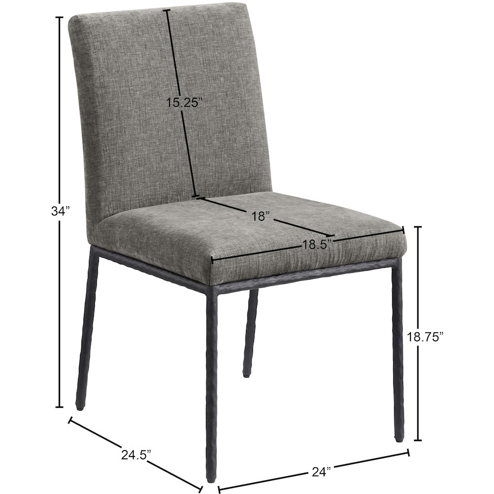 Reeves Grey Chenille Fabric Upholstered Dining Side Chair, Set of 2. Picture 10