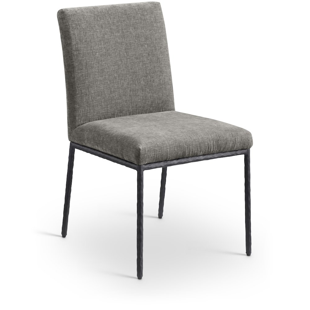 Reeves Grey Chenille Fabric Upholstered Dining Side Chair, Set of 2. Picture 2
