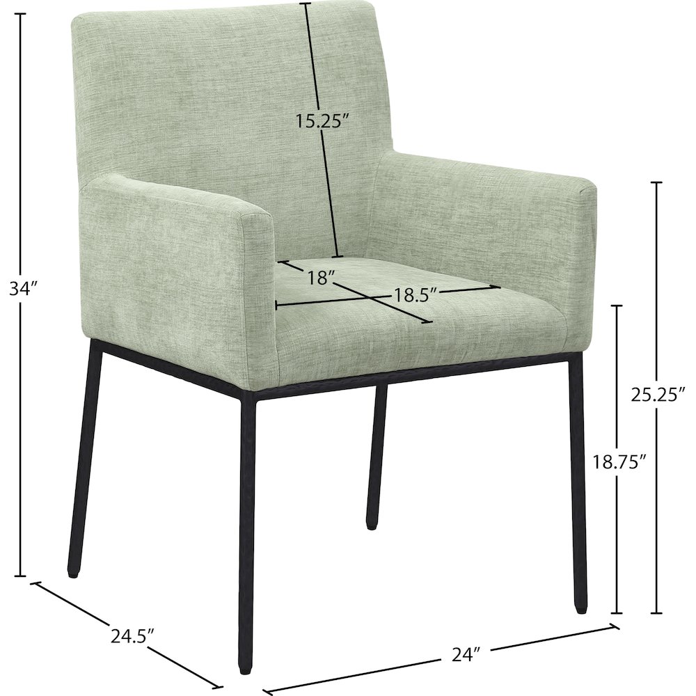 Reeves Mint Chenille Fabric Dining Chair, Set of 2. Picture 8