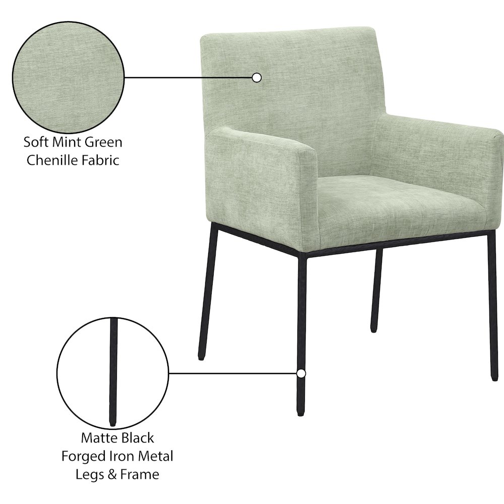 Reeves Mint Chenille Fabric Dining Chair, Set of 2. Picture 9