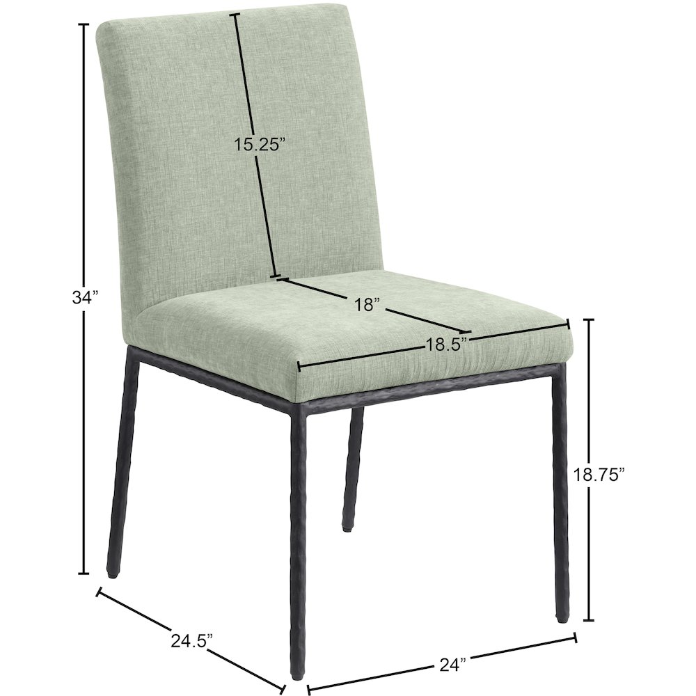 Reeves Mint Chenille Fabric Upholstered Dining Side Chair, Set of 2. Picture 10