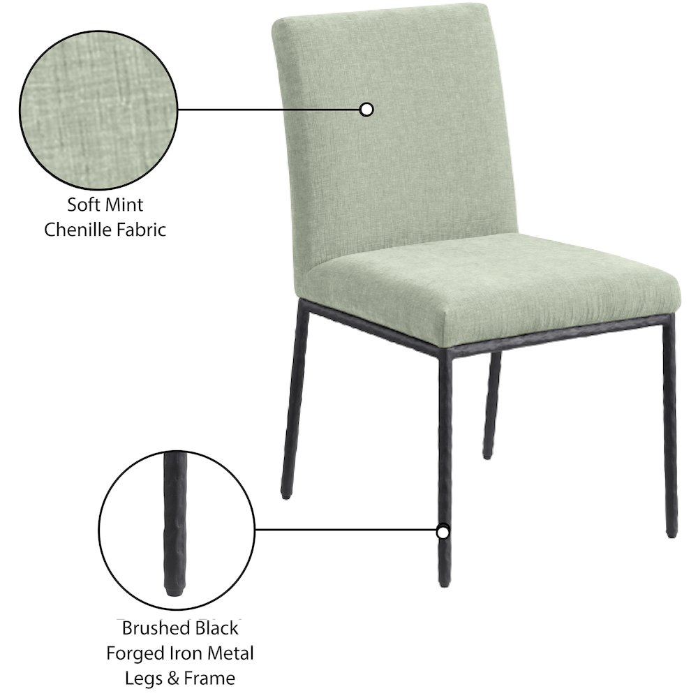 Reeves Mint Chenille Fabric Upholstered Dining Side Chair, Set of 2. Picture 11