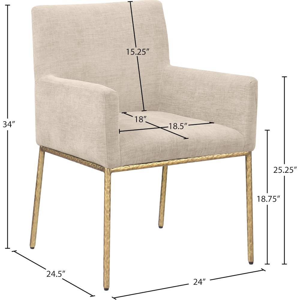 Reeves Beige Chenille Fabric Dining Chair, Set of 2. Picture 8