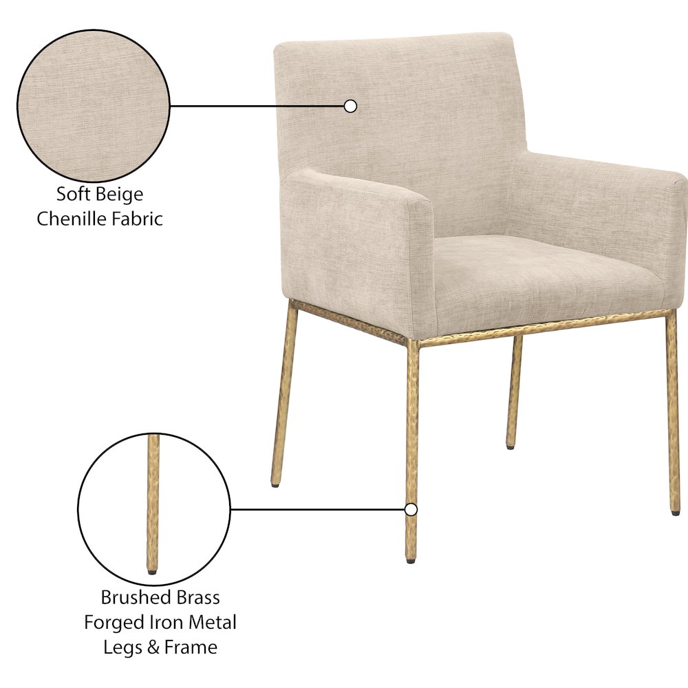 Reeves Beige Chenille Fabric Dining Chair, Set of 2. Picture 9