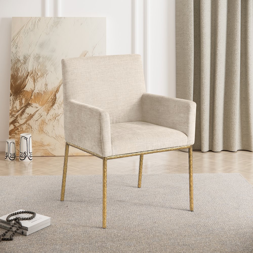 Reeves Beige Chenille Fabric Dining Chair, Set of 2. Picture 2