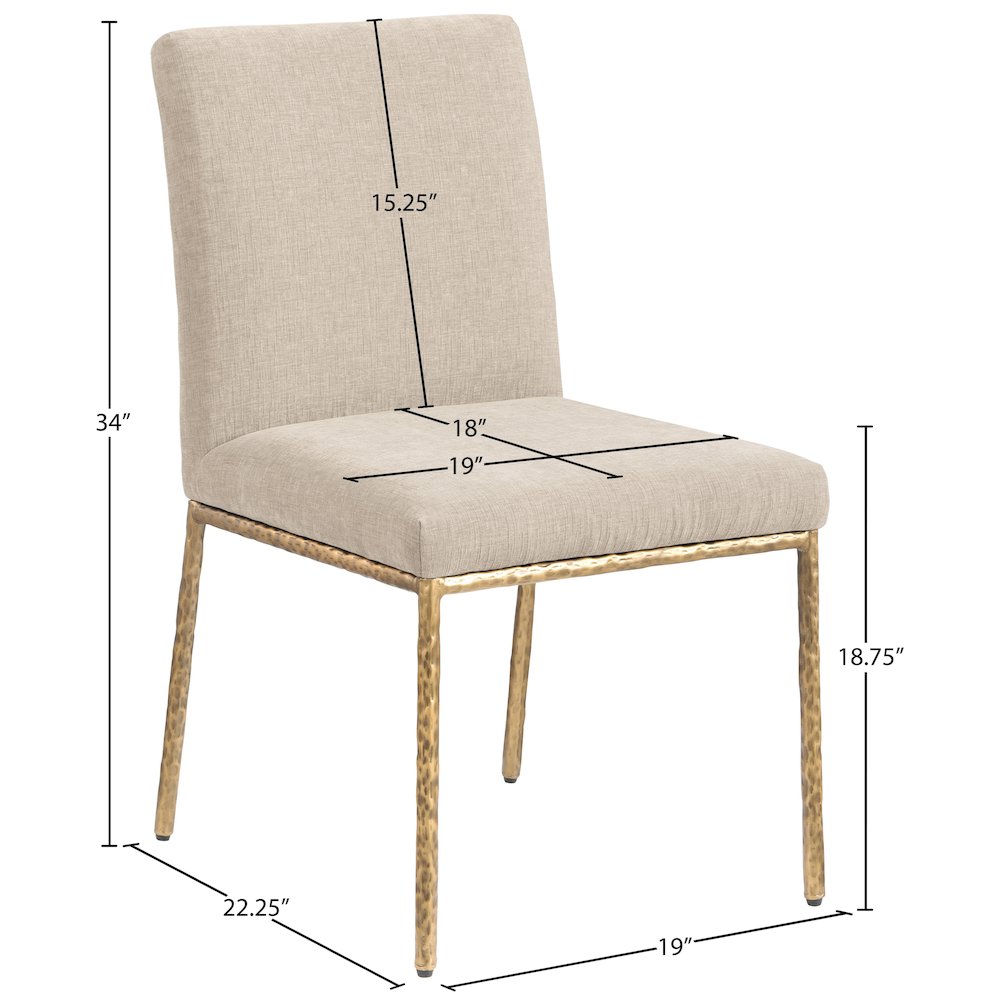 Reeves Beige Chenille Fabric Upholstered Dining Side Chair, Set of 2. Picture 10