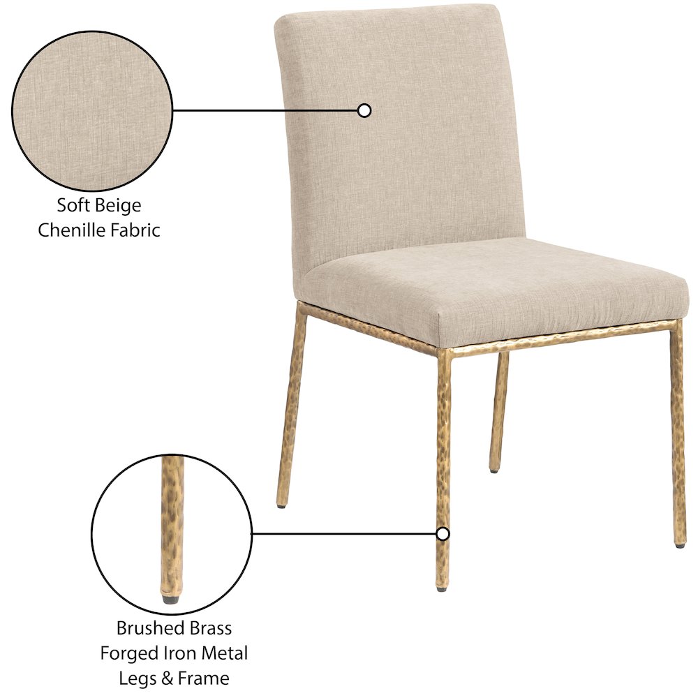 Reeves Beige Chenille Fabric Upholstered Dining Side Chair, Set of 2. Picture 11