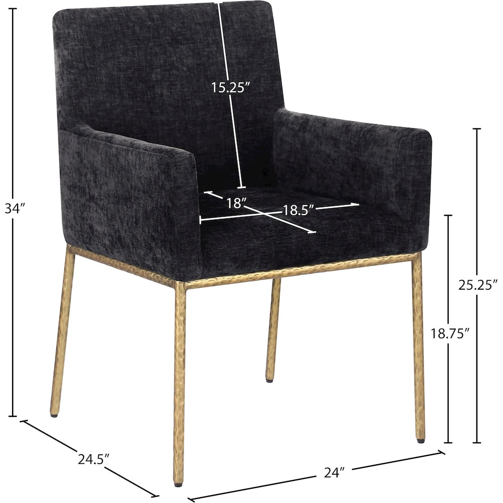 Reeves Black Chenille Fabric Dining Chair, Set of 2. Picture 8