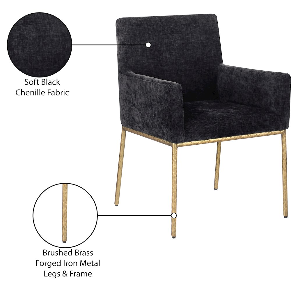Reeves Black Chenille Fabric Dining Chair, Set of 2. Picture 9