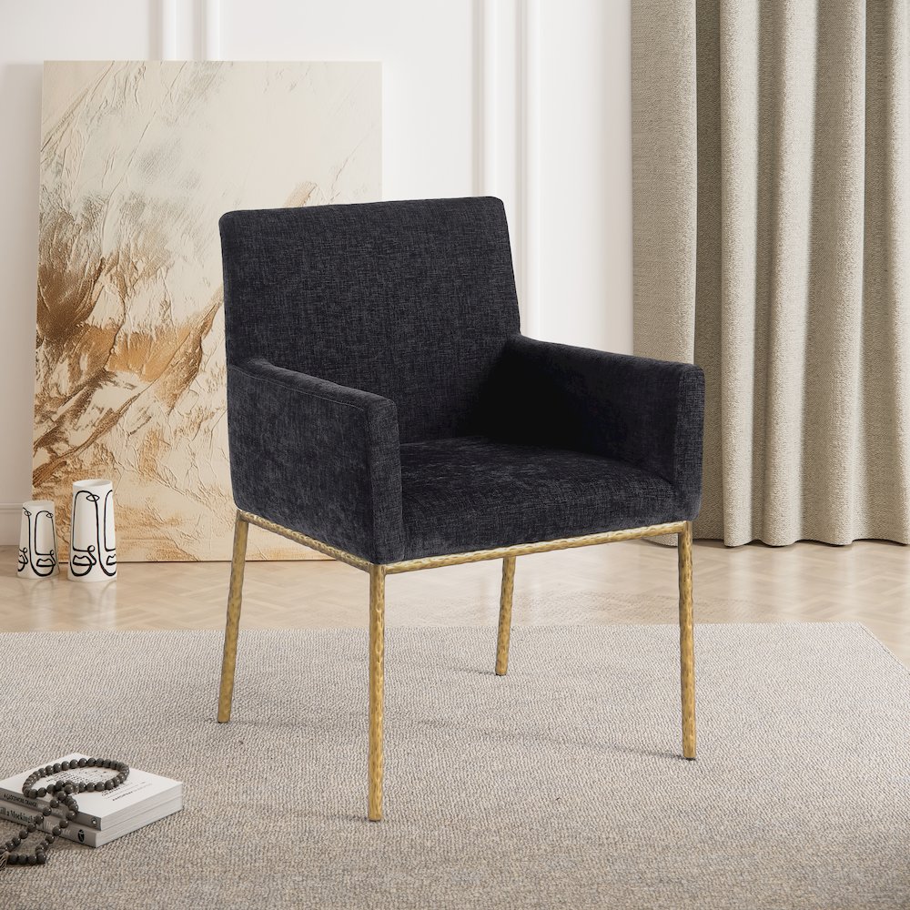 Reeves Black Chenille Fabric Dining Chair, Set of 2. Picture 2