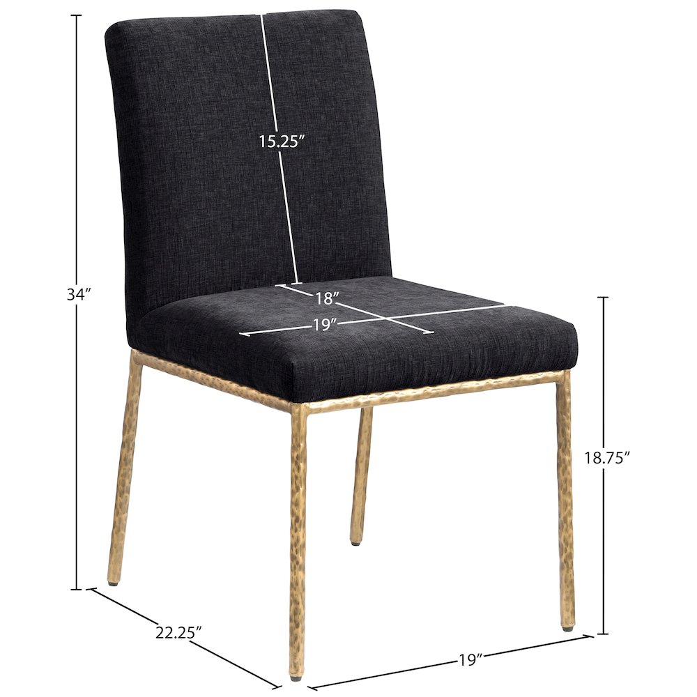 Reeves Black Chenille Fabric Upholstered Dining Side Chair, Set of 2. Picture 10