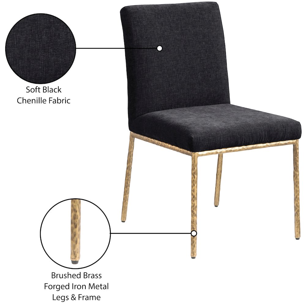 Reeves Black Chenille Fabric Upholstered Dining Side Chair, Set of 2. Picture 11