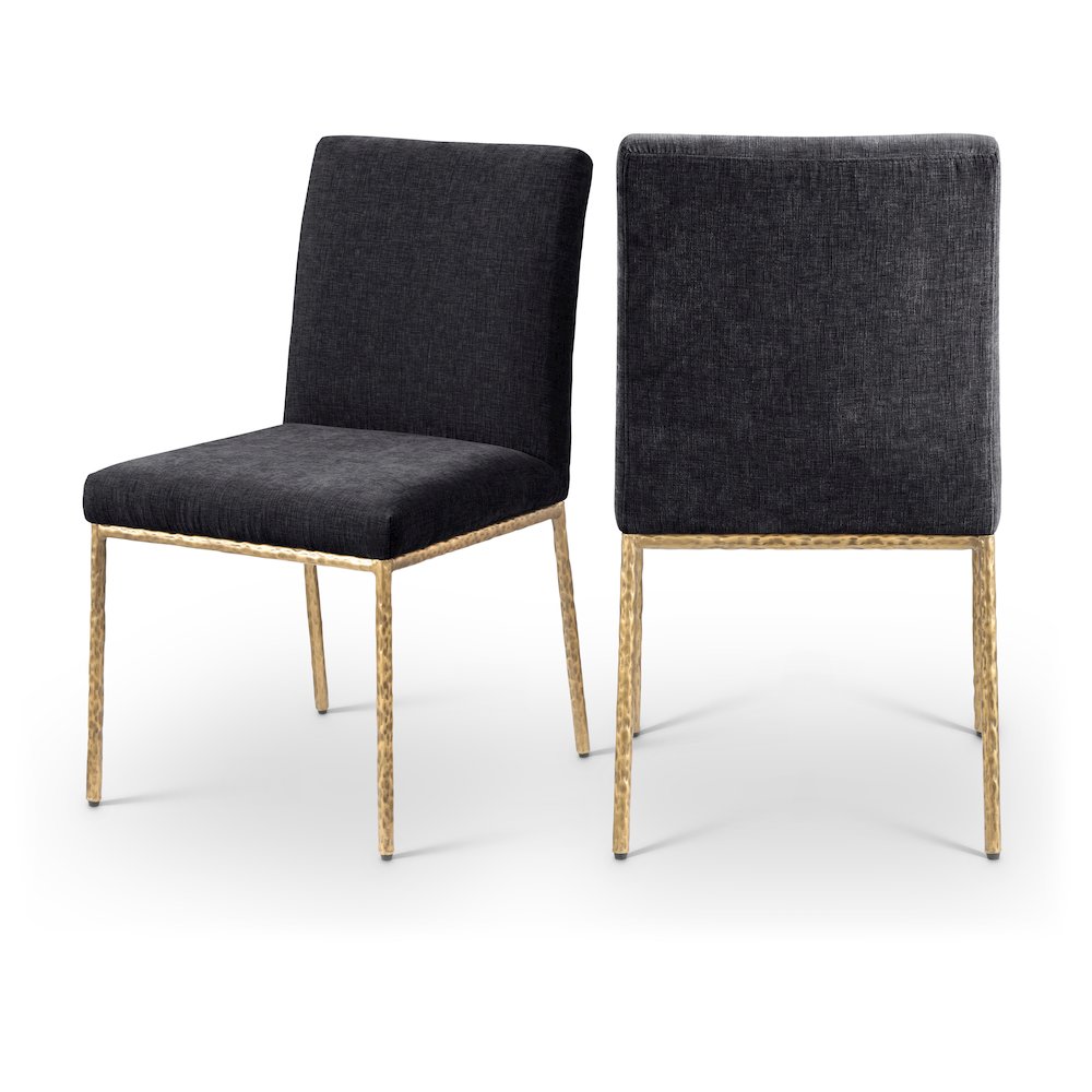 Reeves Black Chenille Fabric Upholstered Dining Side Chair, Set of 2. Picture 1