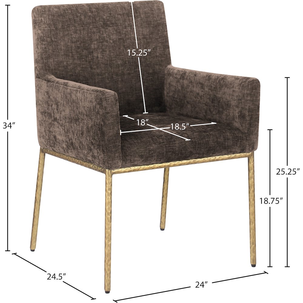 Reeves Brown Chenille Fabric Dining Chair, Set of 2. Picture 8