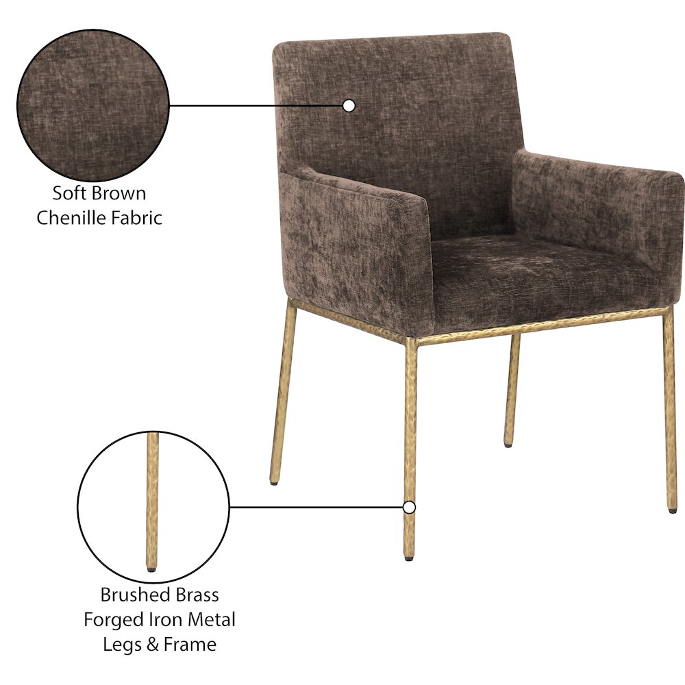 Reeves Brown Chenille Fabric Dining Chair, Set of 2. Picture 9